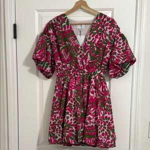 Vibrant Pink and Green Women's Dress